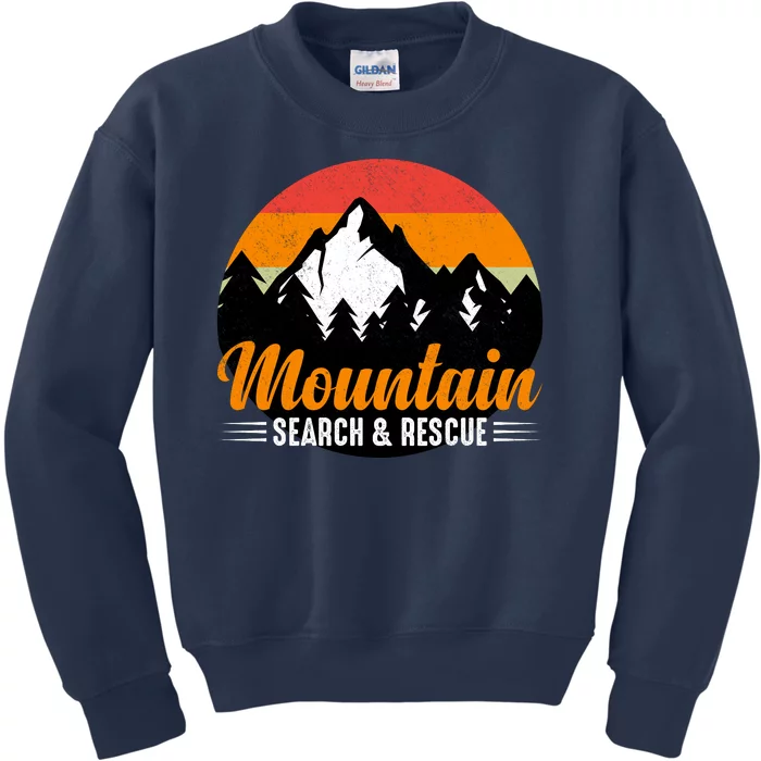 Mountain Search And Rescue Sunset Vintage Retro Kids Sweatshirt