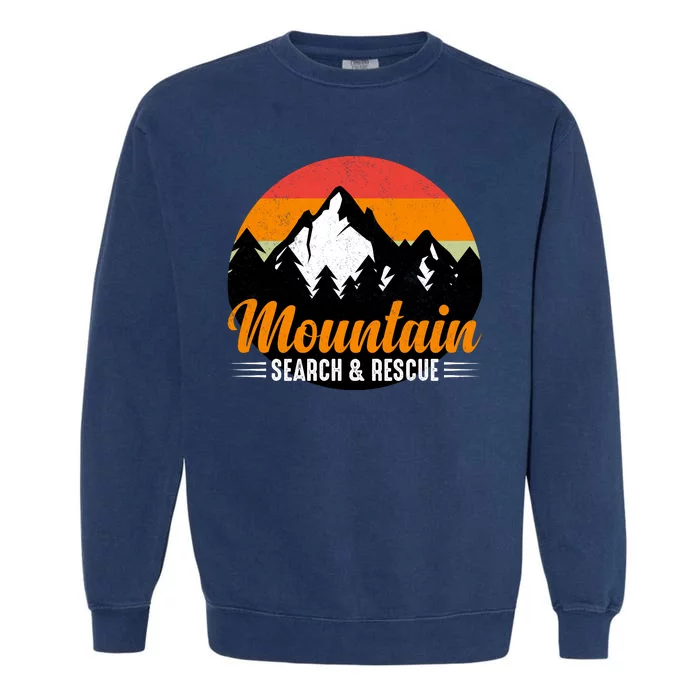 Mountain Search And Rescue Sunset Vintage Retro Garment-Dyed Sweatshirt