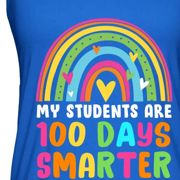 My Students Are 100 Days Smarter Rainbow Teacher Meaningful Gift Ladies Essential Flowy Tank