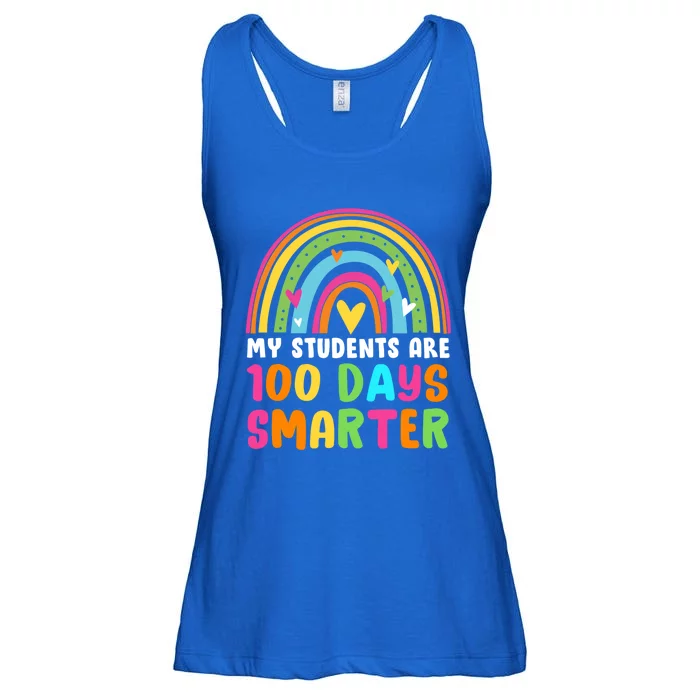 My Students Are 100 Days Smarter Rainbow Teacher Meaningful Gift Ladies Essential Flowy Tank