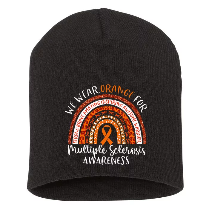 Multiple Sclerosis Awareness We Wear Orange Ms Rainbow Short Acrylic Beanie