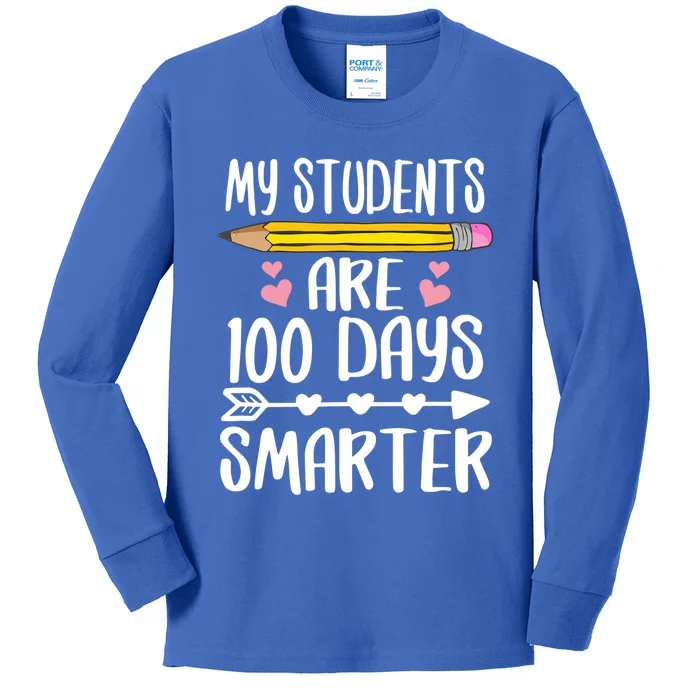 My Students Are 100 Days Smarter Teacher Gift Kids Long Sleeve Shirt