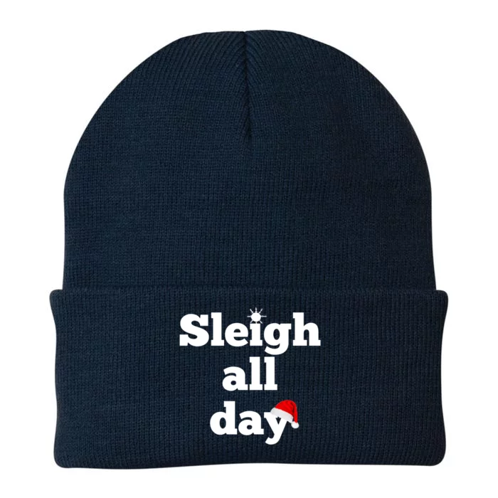 Motivational Sleigh All Day Christmas Meaningful Gift Knit Cap Winter Beanie