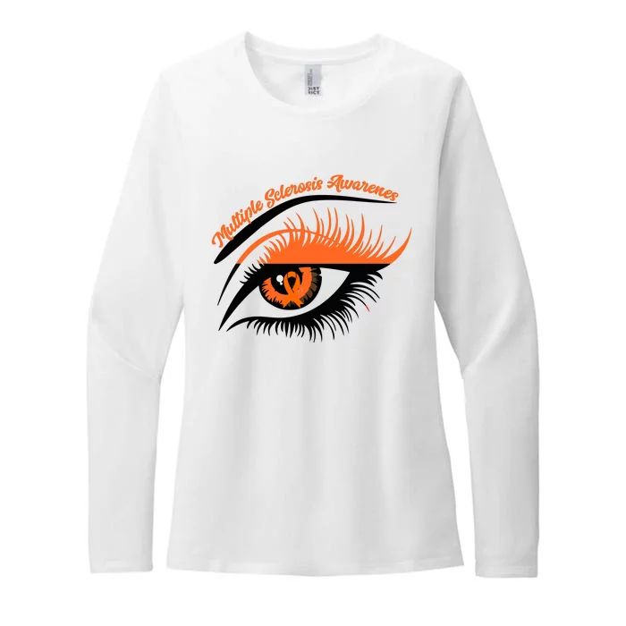 Multiple Sclerosis Awareness Eye Design Womens CVC Long Sleeve Shirt