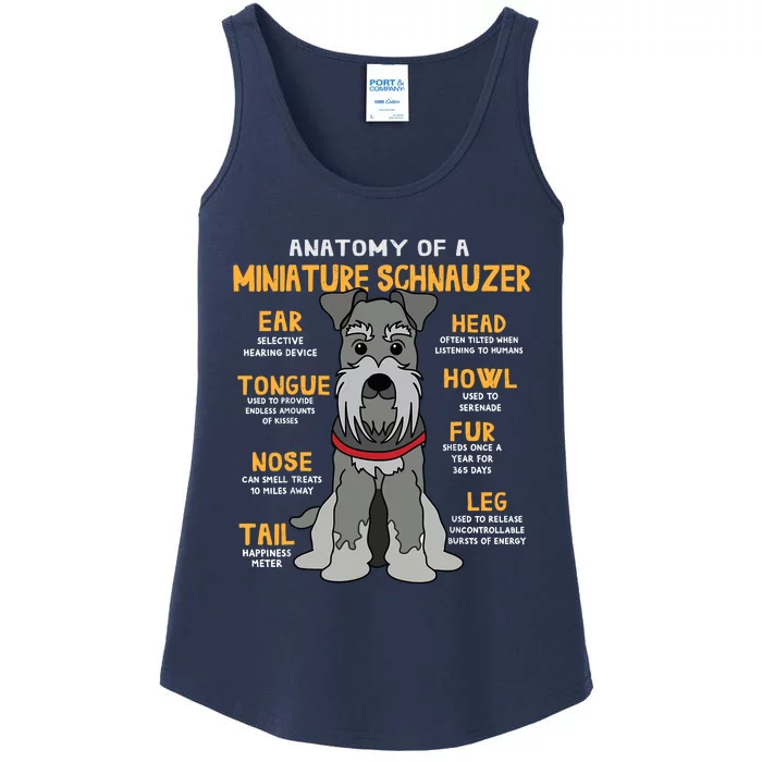 Miniature Schnauzer Anatomy Funny Dog Mum Dad Gift Ladies Essential Tank