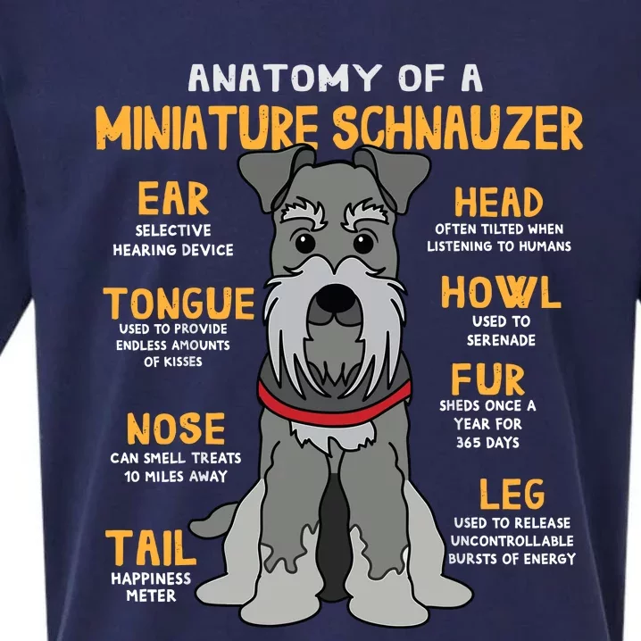 Miniature Schnauzer Anatomy Funny Dog Mum Dad Gift Sueded Cloud Jersey T-Shirt