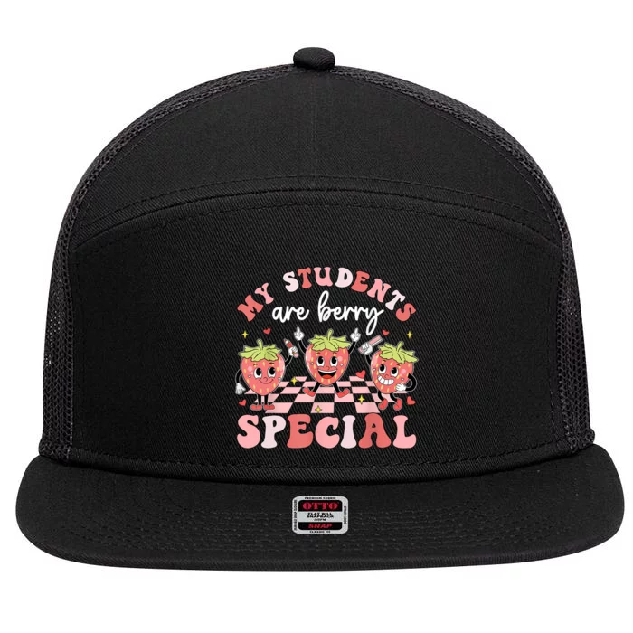 My Students Are Berry Special ValentineS Day Teacher 7 Panel Mesh Trucker Snapback Hat