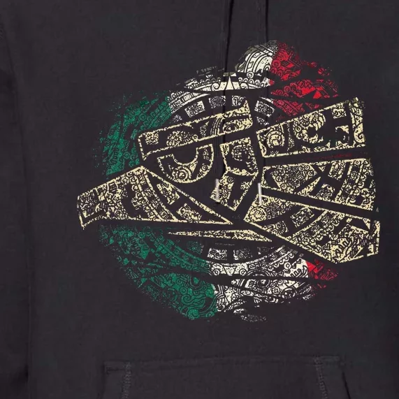 Mexico Sacred Aztec Calendar Mexican Eagle Archeological Premium Hoodie