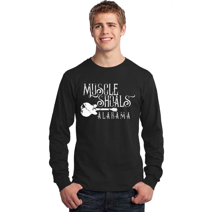 Muscle Shoals Alabama With Guitar Swampy Soul Music Fans Tall Long Sleeve T-Shirt