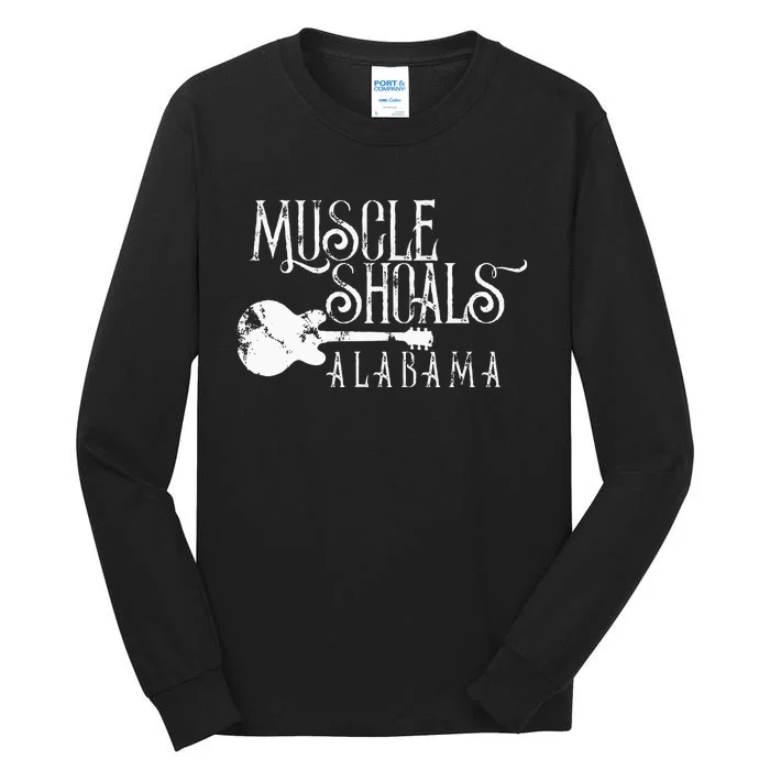 Muscle Shoals Alabama With Guitar Swampy Soul Music Fans Tall Long Sleeve T-Shirt