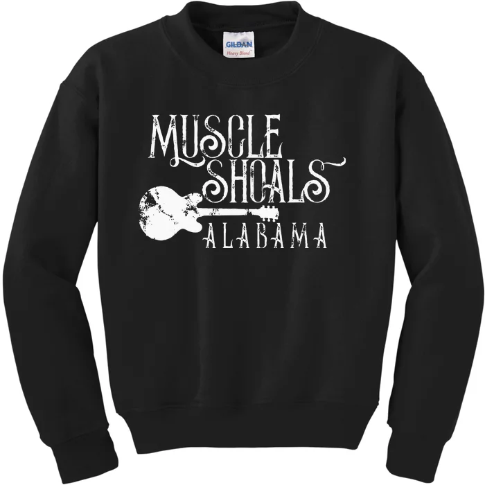 Muscle Shoals Alabama With Guitar Swampy Soul Music Fans Kids Sweatshirt