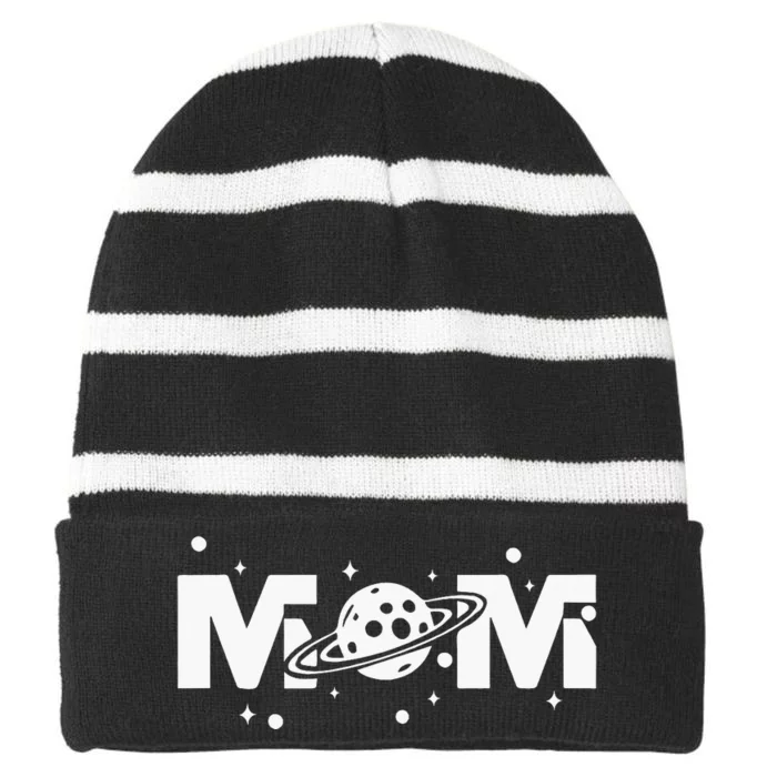 Mom Space Astronaut Mom Mama Momlife MotherS Day Present Striped Beanie with Solid Band