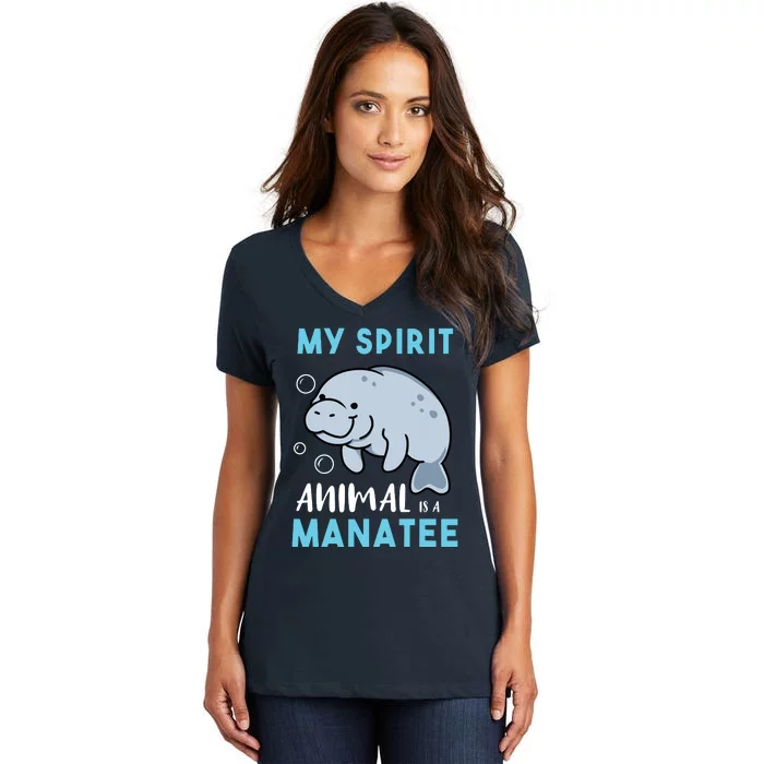 My Spirit Animal Is A Manatee Marine Biologist Gift Women's V-Neck T-Shirt