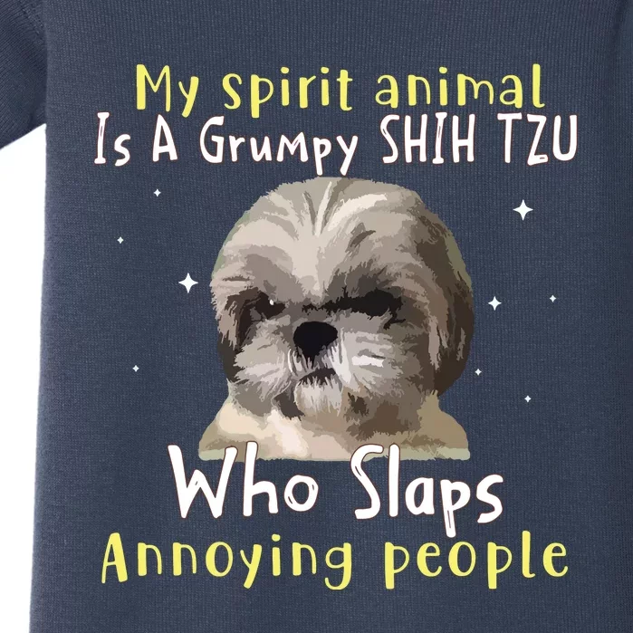 My Spirit Animal Is A Grumpy Shih Tzu Shih Tzu Lovers Baby Bodysuit