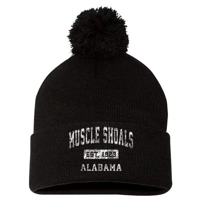 Muscle Shoals Alabama Al Vintage Established Sports Pom Pom 12in Knit Beanie