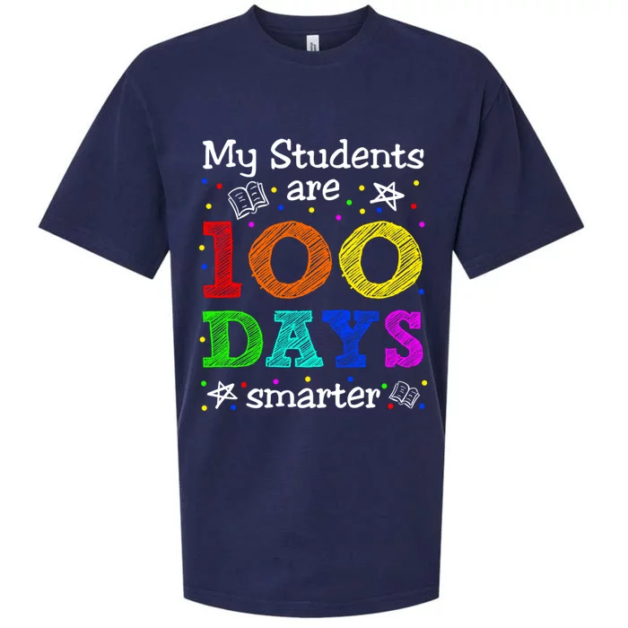 My Students Are 100 Days Smarter Funny Teacher Gift Sueded Cloud Jersey T-Shirt