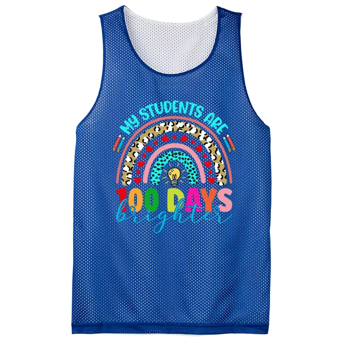 My Students Are 100 Days Brighter Funny 100 Days Of School Gift Mesh Reversible Basketball Jersey Tank