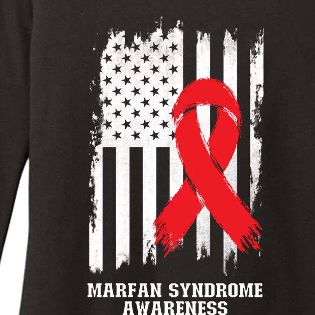 Marfan Syndrome Awareness Usa Distressed Flag Meaningful Gift Womens CVC Long Sleeve Shirt