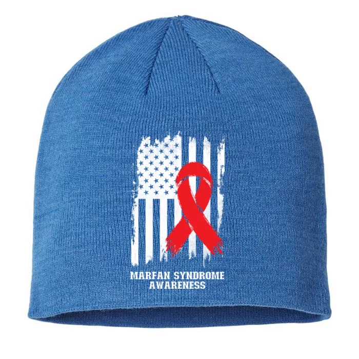 Marfan Syndrome Awareness Usa Distressed Flag Meaningful Gift 8 1/2in Sustainable Knit Beanie