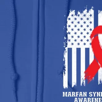 Marfan Syndrome Awareness Usa Distressed Flag Meaningful Gift Full Zip Hoodie