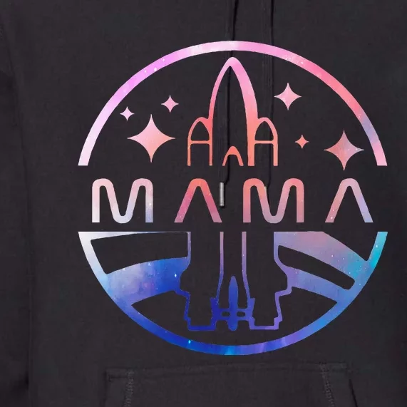 Mama Space Astronaut Rocket Birthday Party Premium Hoodie