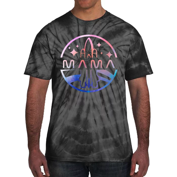 Mama Space Astronaut Rocket Birthday Party Tie-Dye T-Shirt