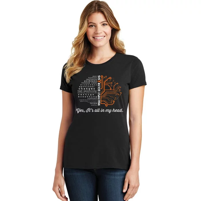 Multiple Sclerosis Awareness MS Head Warrior MS Support Idea Women's T-Shirt