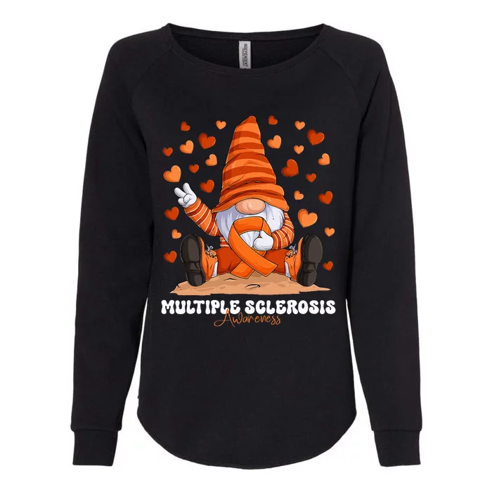 Multiple Sclerosis Awareness Month Orange Ribbon Gnome Womens California Wash Sweatshirt