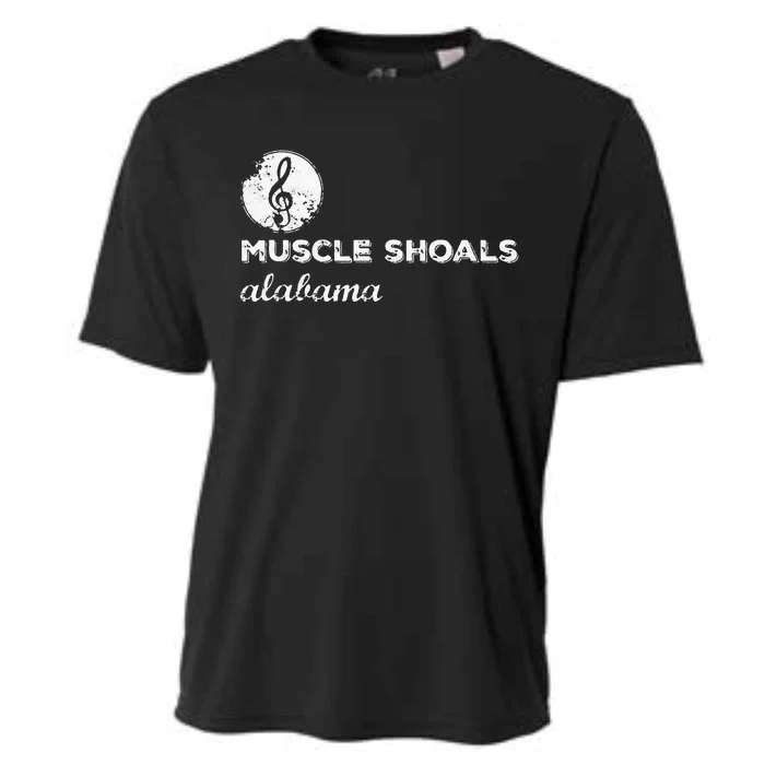 Muscle Shoals Alabama AL Distressed Grunge Text Music City Cooling Performance Crew T-Shirt