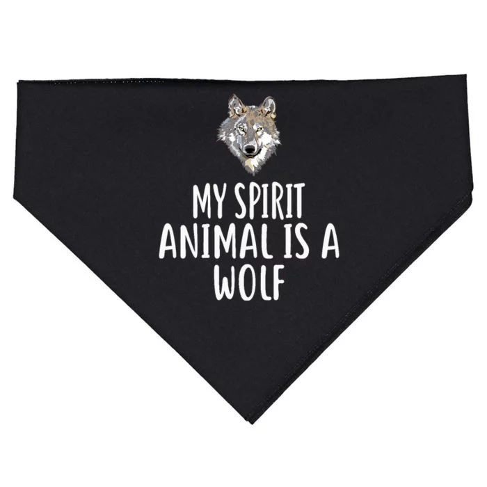 My Spirit Animal Is A WOLF Funny WOLVES USA-Made Doggie Bandana