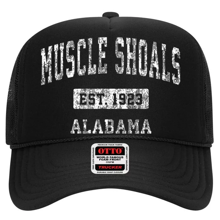 Muscle Shoals Alabama Al Vintage Sports Established Design High Crown Mesh Trucker Hat