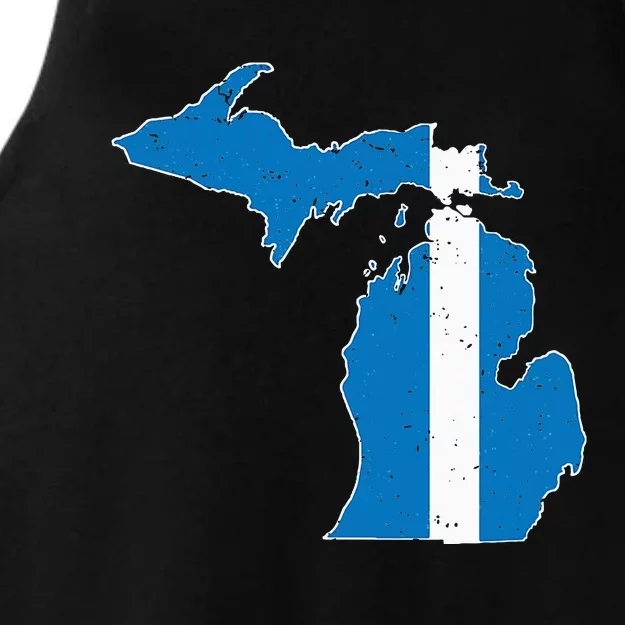 Michigan Stripe Across The State Ladies Tri-Blend Wicking Tank