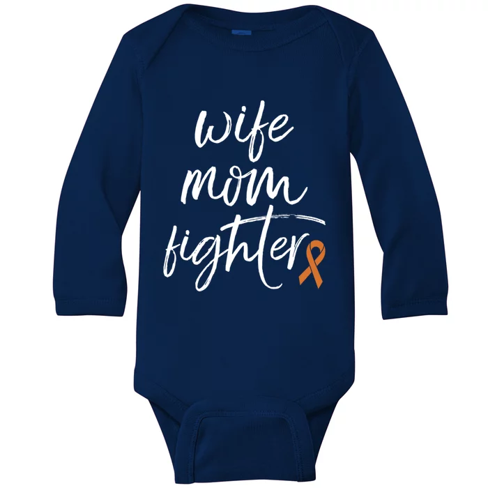 Multiple Sclerosis Awareness Orange Ribbon Wife Mom Fighter Meaningful Gift Baby Long Sleeve Bodysuit