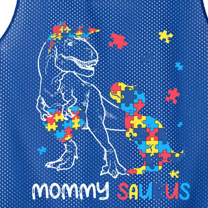 Mommy Saurus Autism Awareness Autistic Dinosaur Family Great Gift Mesh Reversible Basketball Jersey Tank