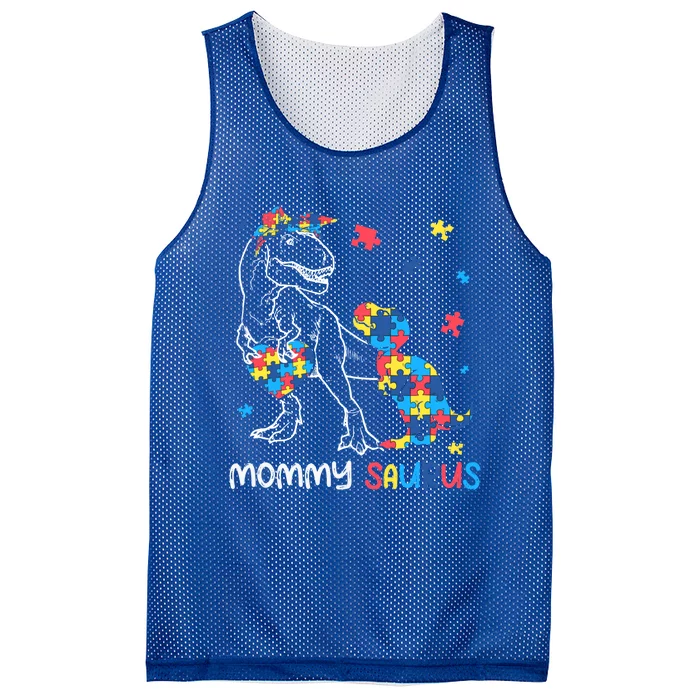 Mommy Saurus Autism Awareness Autistic Dinosaur Family Great Gift Mesh Reversible Basketball Jersey Tank