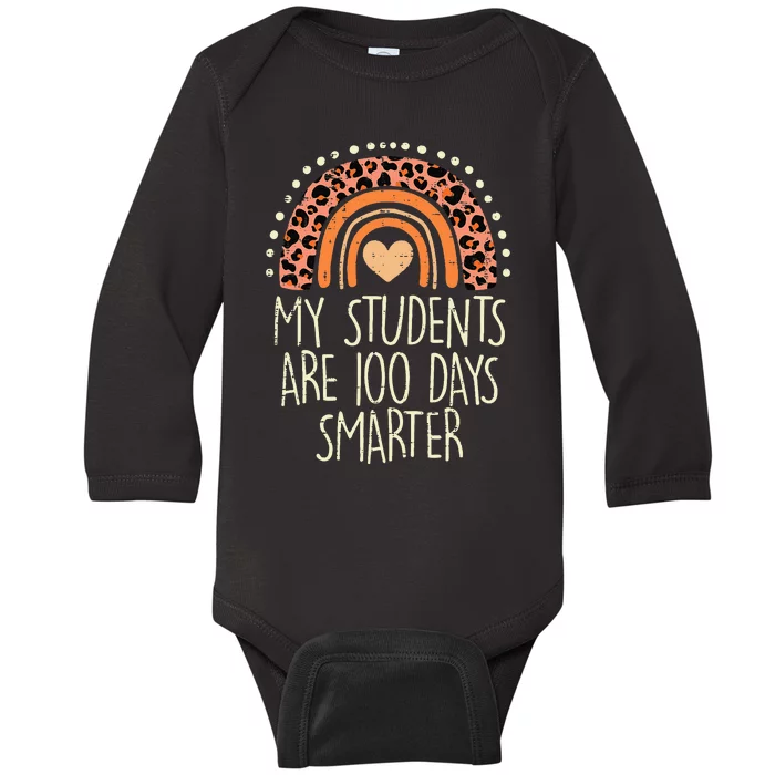 My Students Are 100 Days Smarter 100th Day Of School Teacher Baby Long Sleeve Bodysuit