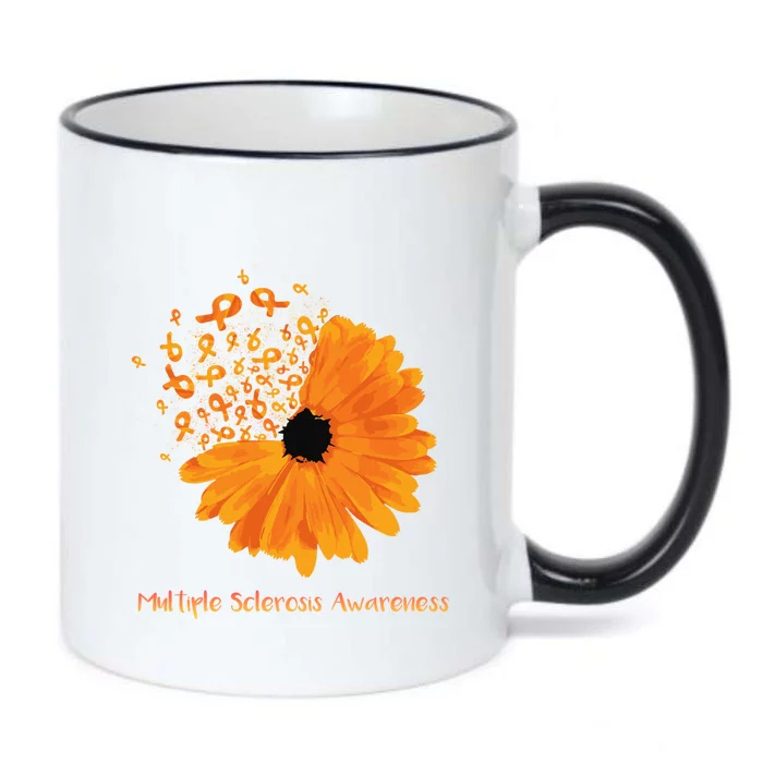 Multiple Sclerosis Awareness Ribbon Flower Ms Hope Fighter Cool Gift Black Color Changing Mug