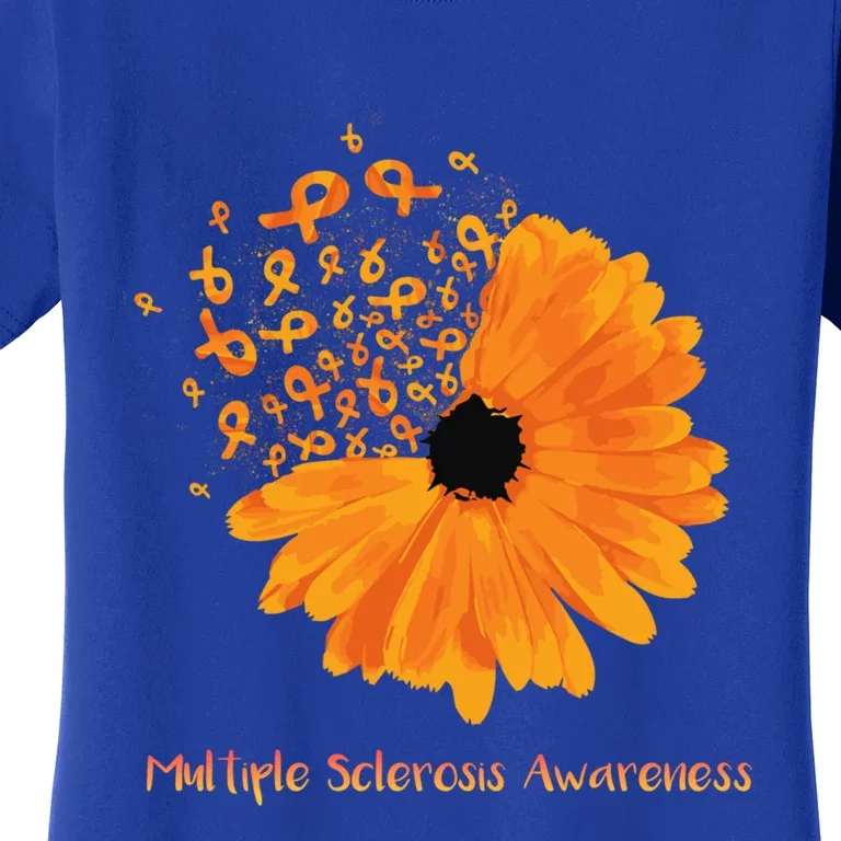 Multiple Sclerosis Awareness Ribbon Flower Ms Hope Fighter Cool Gift Women's T-Shirt