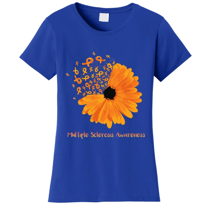 Multiple Sclerosis Awareness Ribbon Flower Ms Hope Fighter Cool Gift Women's T-Shirt