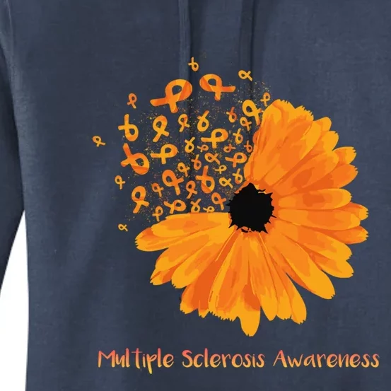 Multiple Sclerosis Awareness Ribbon Flower Ms Hope Fighter Cool Gift Women's Pullover Hoodie