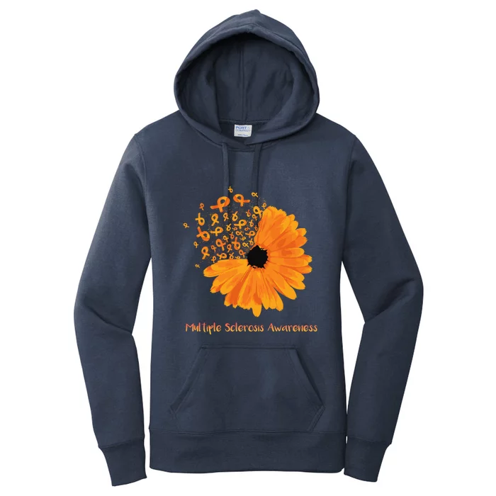 Multiple Sclerosis Awareness Ribbon Flower Ms Hope Fighter Cool Gift Women's Pullover Hoodie