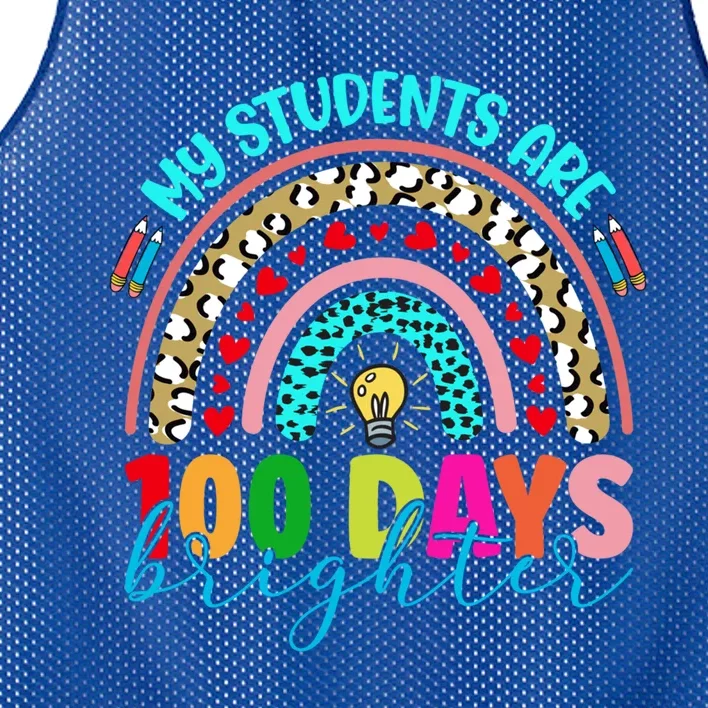 My Students Are 100 Days Brighter Funny 100 Days Of School Gift Mesh Reversible Basketball Jersey Tank