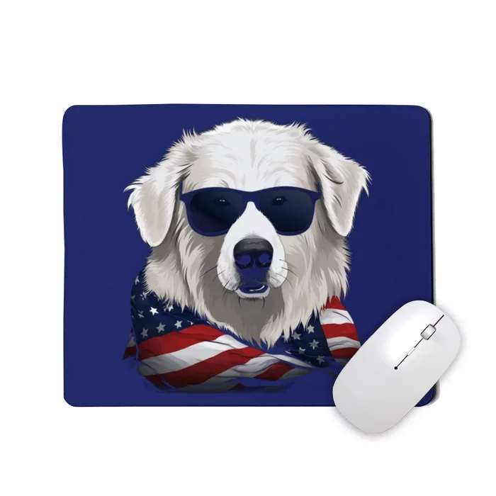 Maremma Sheepdog American Flag US Tee 4th July Gifts Graphic Mousepad