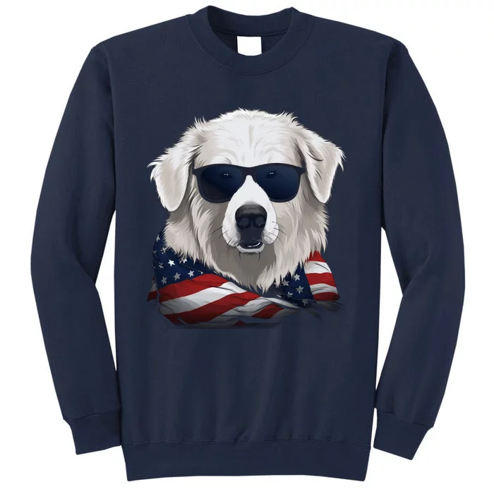 Maremma Sheepdog American Flag US Tee 4th July Gifts Graphic Tall Sweatshirt