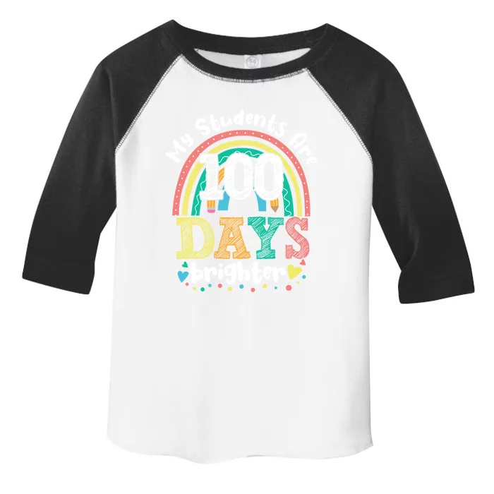 My Students Are 100 Days Brighter Rainbow 100th Day School Funny Gift Toddler Fine Jersey T-Shirt