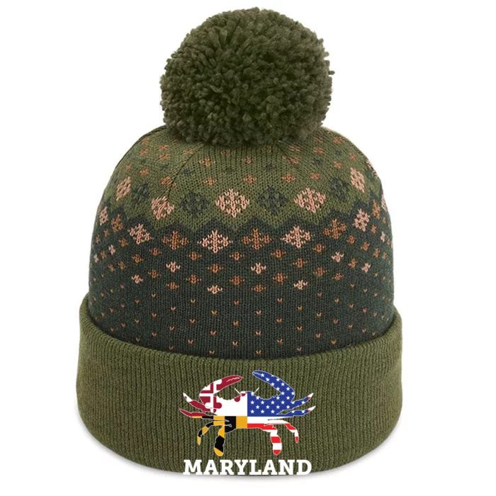 Maryland State American Usa Flag Blue Crab The Baniff Cuffed Pom Beanie