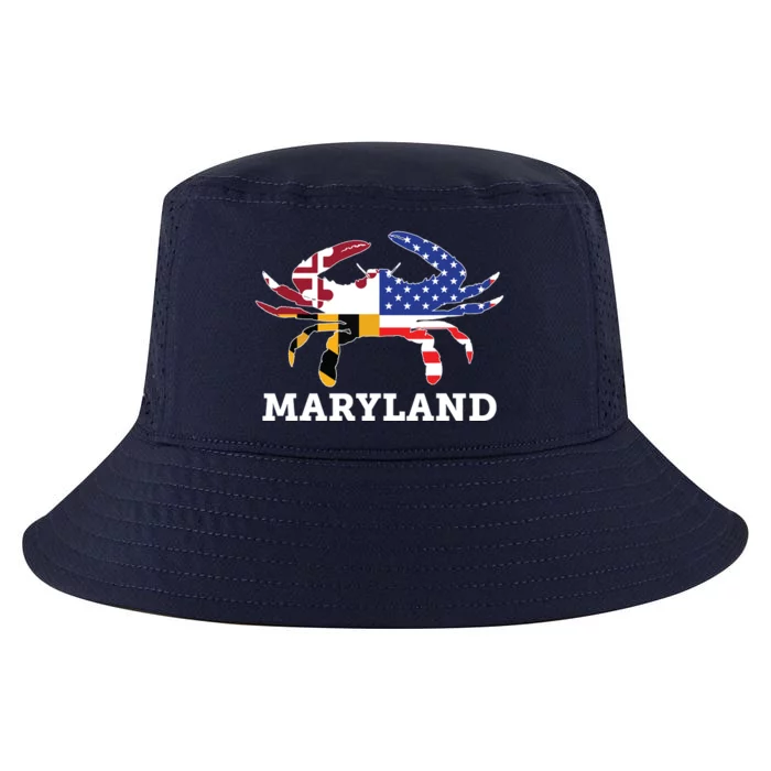 Maryland State American Usa Flag Blue Crab Cool Comfort Performance Bucket Hat