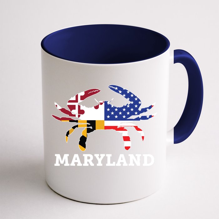 Maryland State American Usa Flag Blue Crab Front & Back Coffee Mug