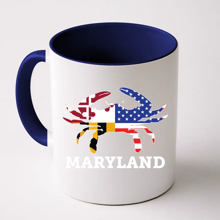 Maryland State American Usa Flag Blue Crab Front & Back Coffee Mug