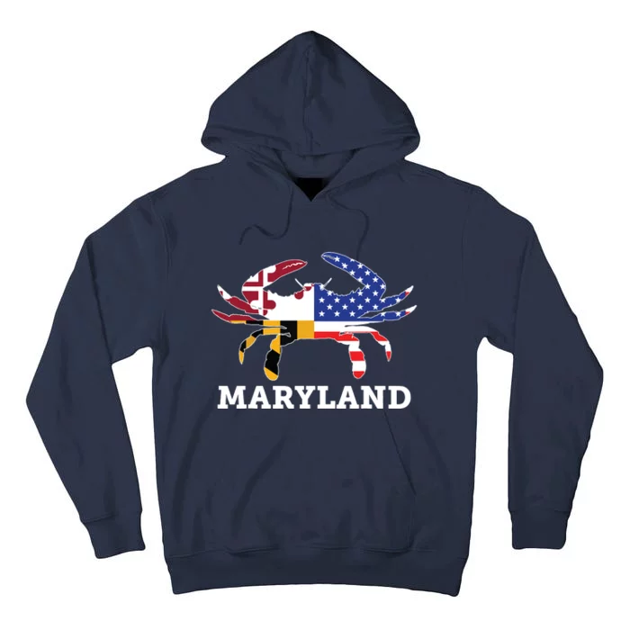 Maryland State American Usa Flag Blue Crab Tall Hoodie